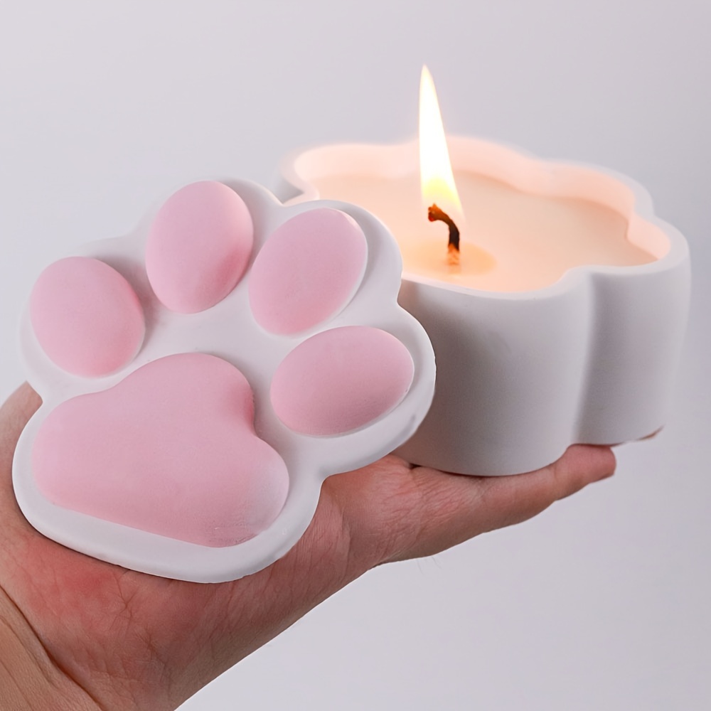 Kraft Box Candle - แม่พิมพ์ซิลิโคนกล่องเก็บของรูปเล็บแมว DIY พร้อมฝาปิด สำหรับทำเทียน งานฝีมือ ปูนปลาสเตอร์