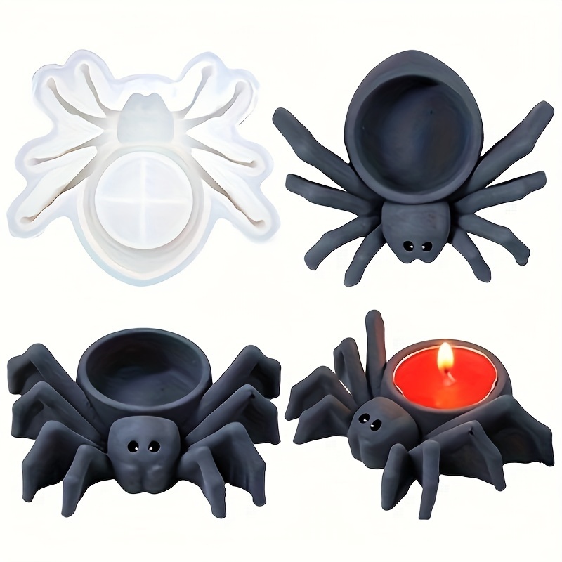 Candle Making Moulds - แม่พิมพ์ซิลิโคนสำหรับเทียนรูปแมงมุม เหมาะสำหรับสร้างเชิงเทียนหอมและของตกแต่งบ้านธีมฮาโลวีนโดยใช้ปูนปลาสเตอร์และกาว