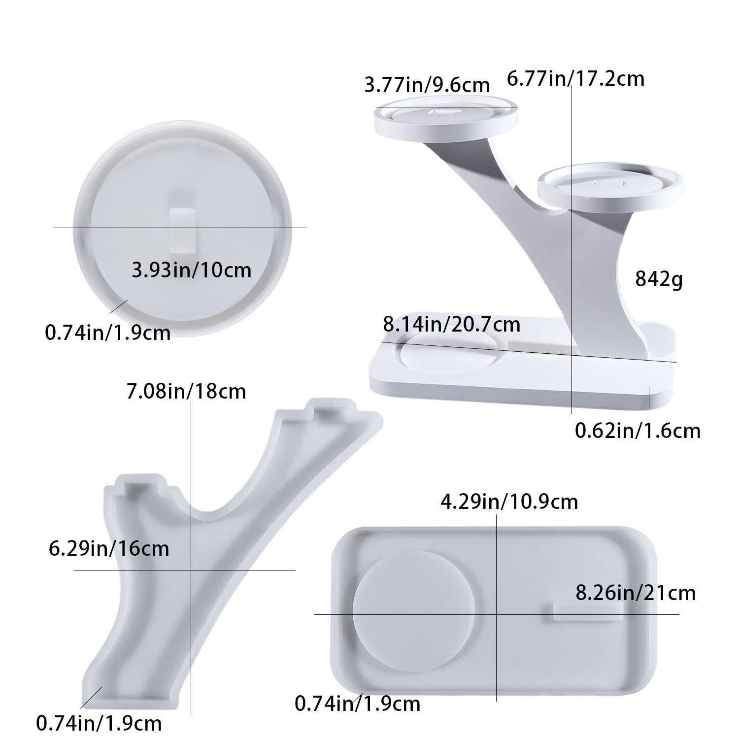 Candle Making Moulds - แม่พิมพ์เรซิ่นอีพ็อกซี่ DIY สำหรับทำเชิงเทียน ตกแต่งแบบประกบกัน แม่พิมพ์ซิลิโคนสำหรับงานปูนปลาสเตอร์ ที่วางเทียน