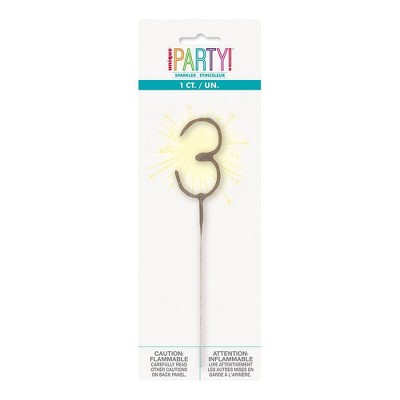 Paraffin Candle Wax - เทียนวันเกิดรูปทรงดอกไม้ไฟหมายเลข 3 โดย: Gold Birthday Candle,