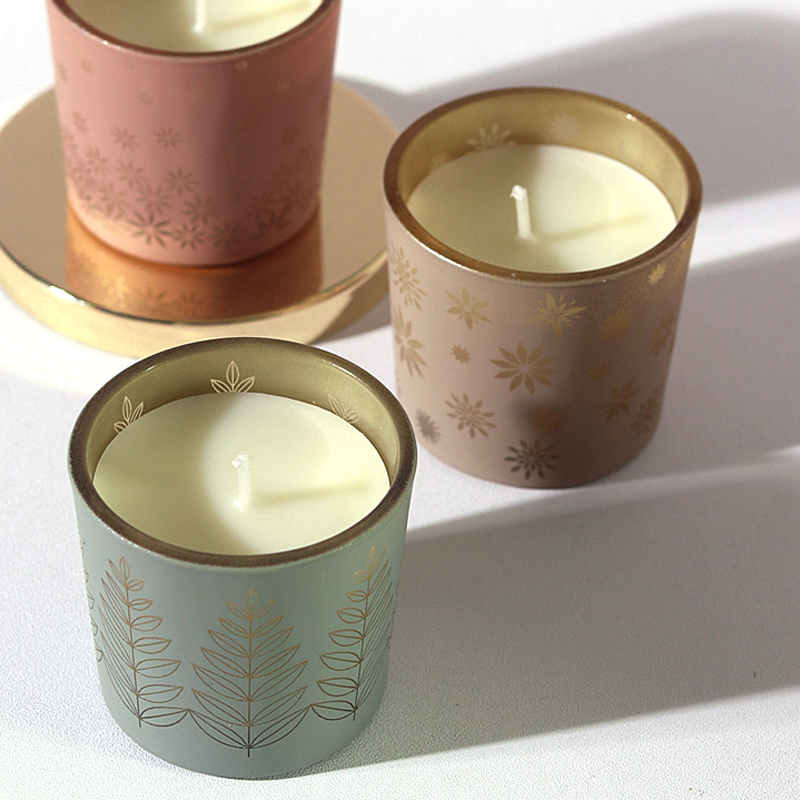 Paraffin Candle Wax - เทียนเซรามิกหลากสีสัน กลิ่นหอมสร้างสรรค์สำหรับบ้าน แก้วแกะสลัก ถ้วยแก้วหลากสี เทียนดอกไม้ขนาดเล็กหลากสี