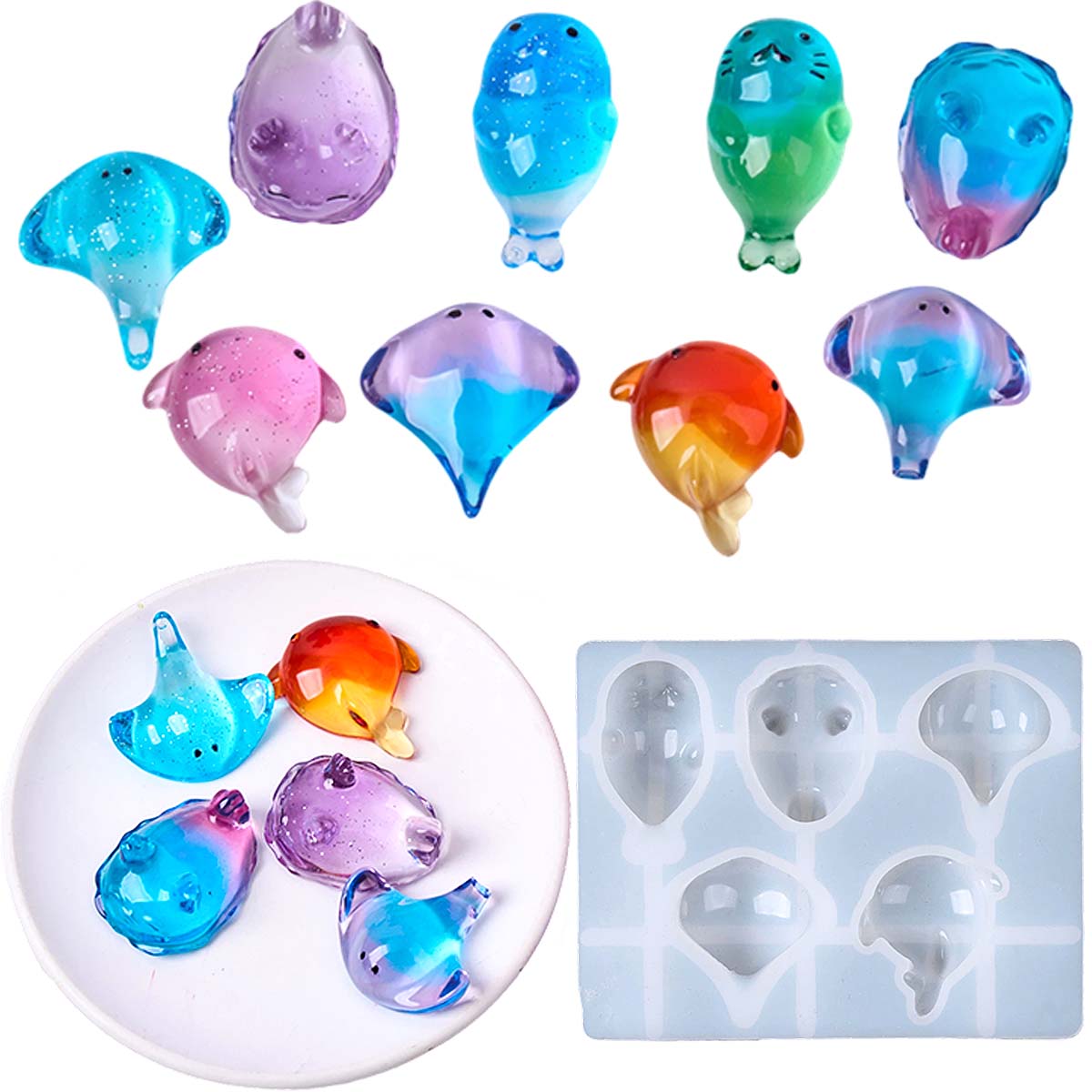 Candle Making Moulds - แม่พิมพ์ซิลิโคนรูปปลากระเบน 3 มิติ สไตล์น่ารัก สำหรับทำพวงกุญแจ จี้กระเป๋า