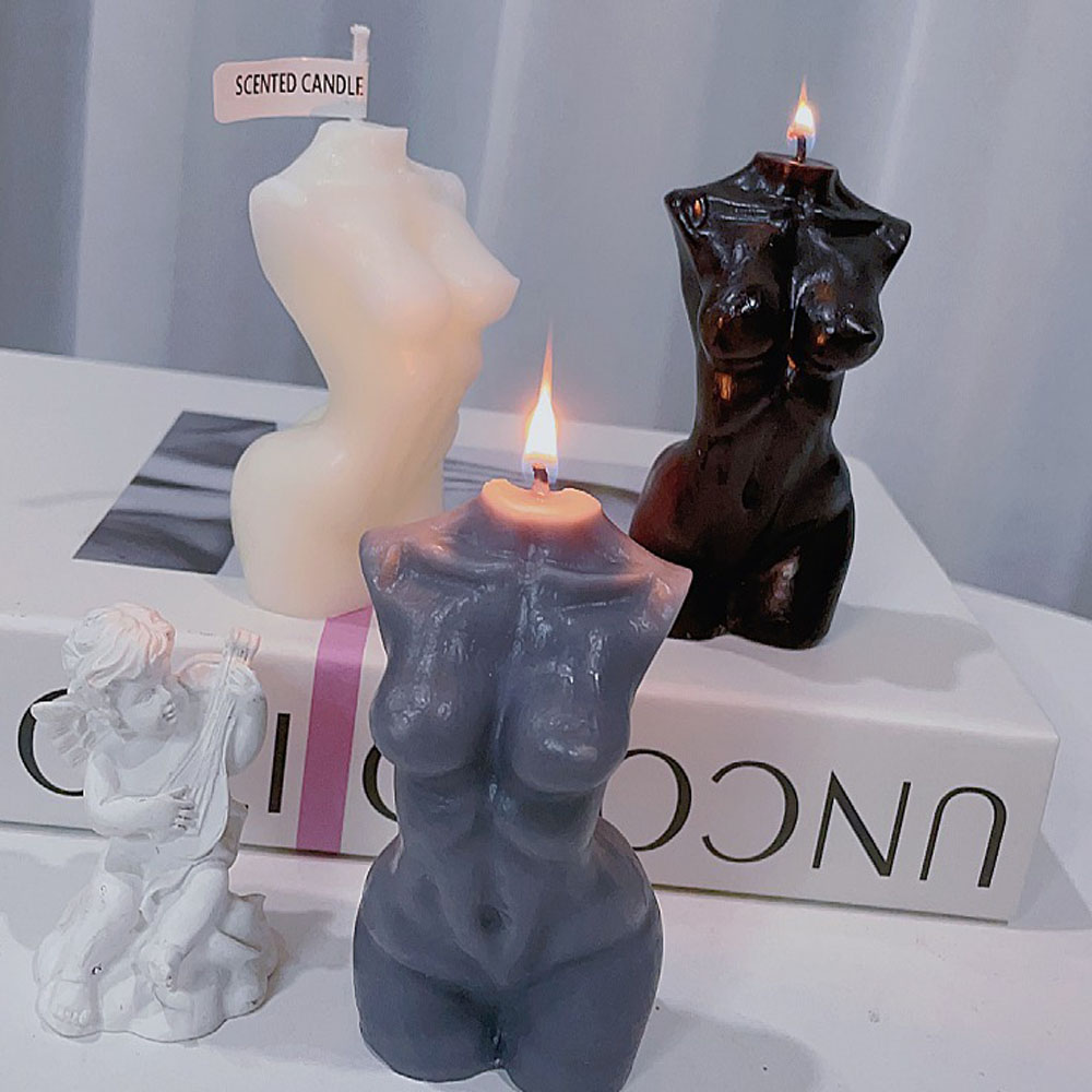 Paraffin Candle Wax - เทียนหอมรูปทรงลำตัวผู้หญิงสำหรับตกแต่งบ้าน – เทียนขี้ผึ้งถั่วเหลืองรูปทรงศิลปะ ขนาด 10 ซม.