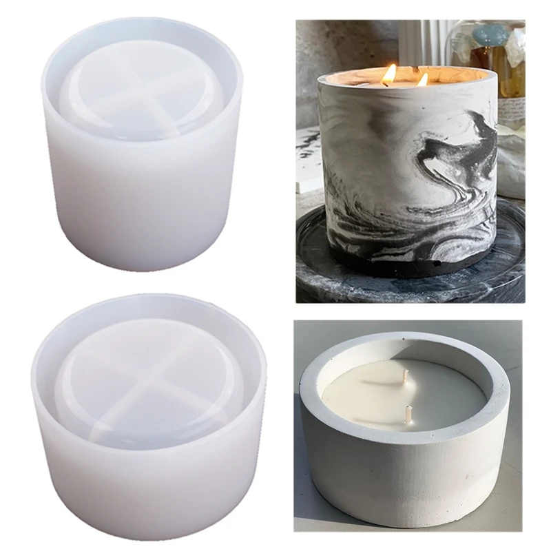 Kraft Box Candle - 3 ขนาดรอบซีเมนต์คอนกรีตแม่พิมพ์สําหรับเทียนถ้วยผู้ถือแม่พิมพ์ซิลิโคน DIY Handmade ดอกไม้หม้อดินแม่พิมพ์ขี้ผึ้งกล่องทําเครื่องมือ