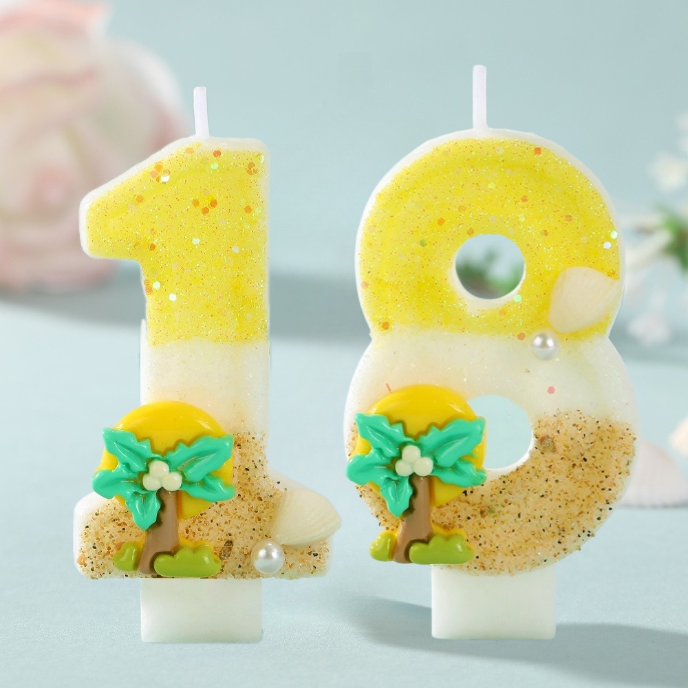 เทียนเค้กตัวเลขใหม่ ลายต้นมะพร - Paraffin Candle Wax บทวิจารณ์และราคา