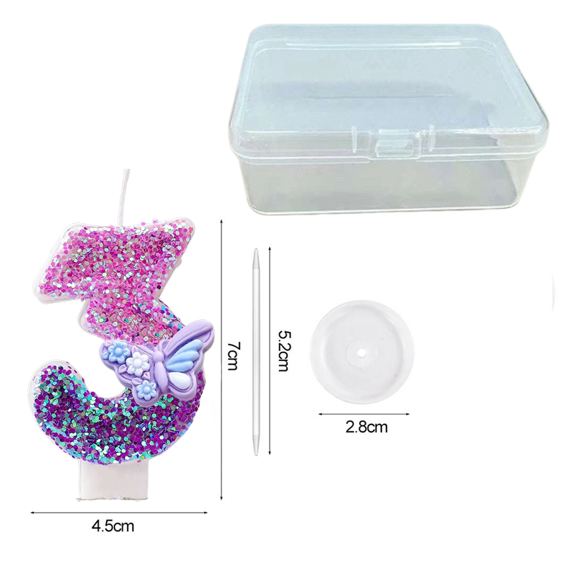 เทียนวันเกิดดิจิตอลรูปโบว์สีม่ - Paraffin Candle Wax บทวิจารณ์และราคา