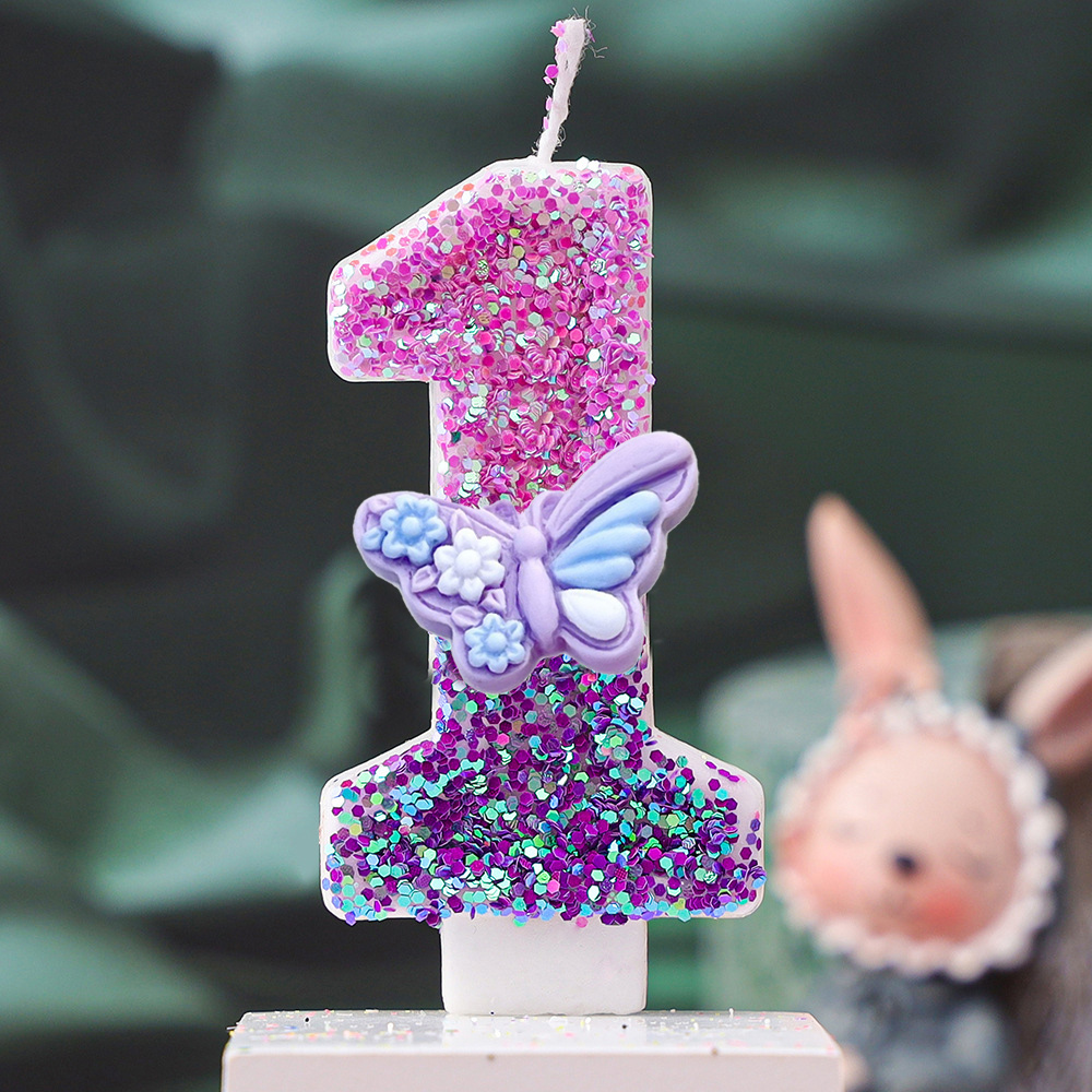 เทียนวันเกิดดิจิตอลรูปโบว์สีม่ - Paraffin Candle Wax บทวิจารณ์และราคา