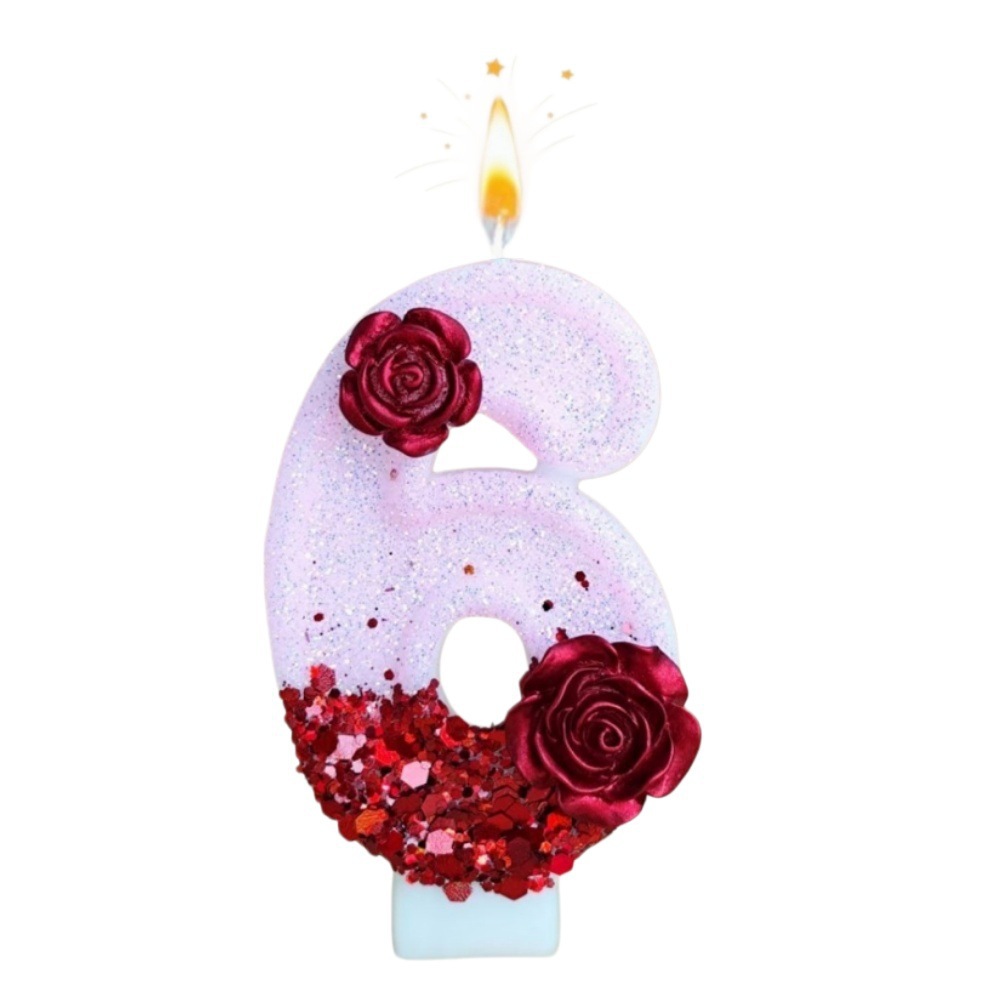 เทียนวันเกิดรูปดอกกุหลาบสีแดงก - Paraffin Candle Wax บทวิจารณ์และราคา