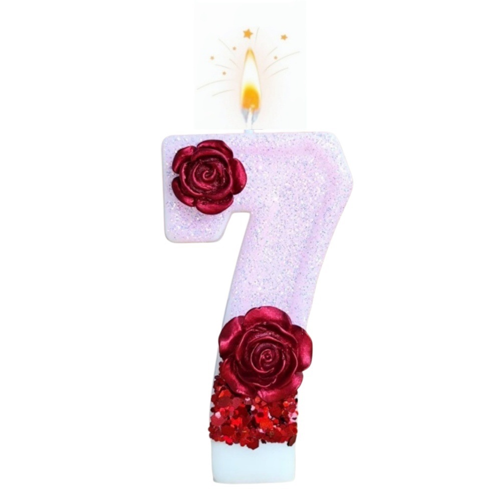 เทียนวันเกิดรูปดอกกุหลาบสีแดงก - Paraffin Candle Wax บทวิจารณ์และราคา