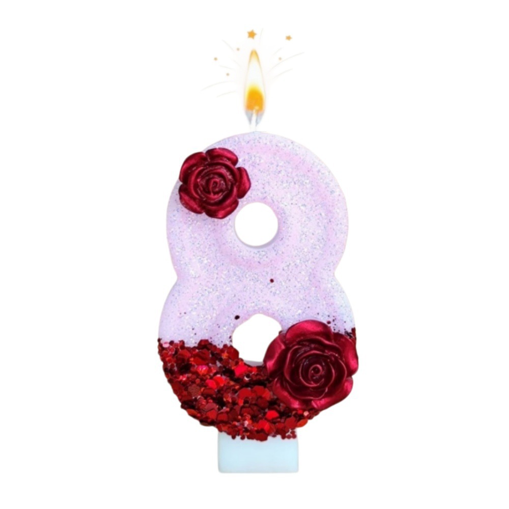เทียนวันเกิดรูปดอกกุหลาบสีแดงก - Paraffin Candle Wax บทวิจารณ์และราคา